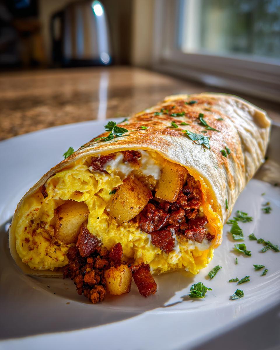 Chorizo Breakfast Burrito Recipe: 6 Fluffy Folds 5 Chorizo Breakfast Burrito Recipe - detail 2