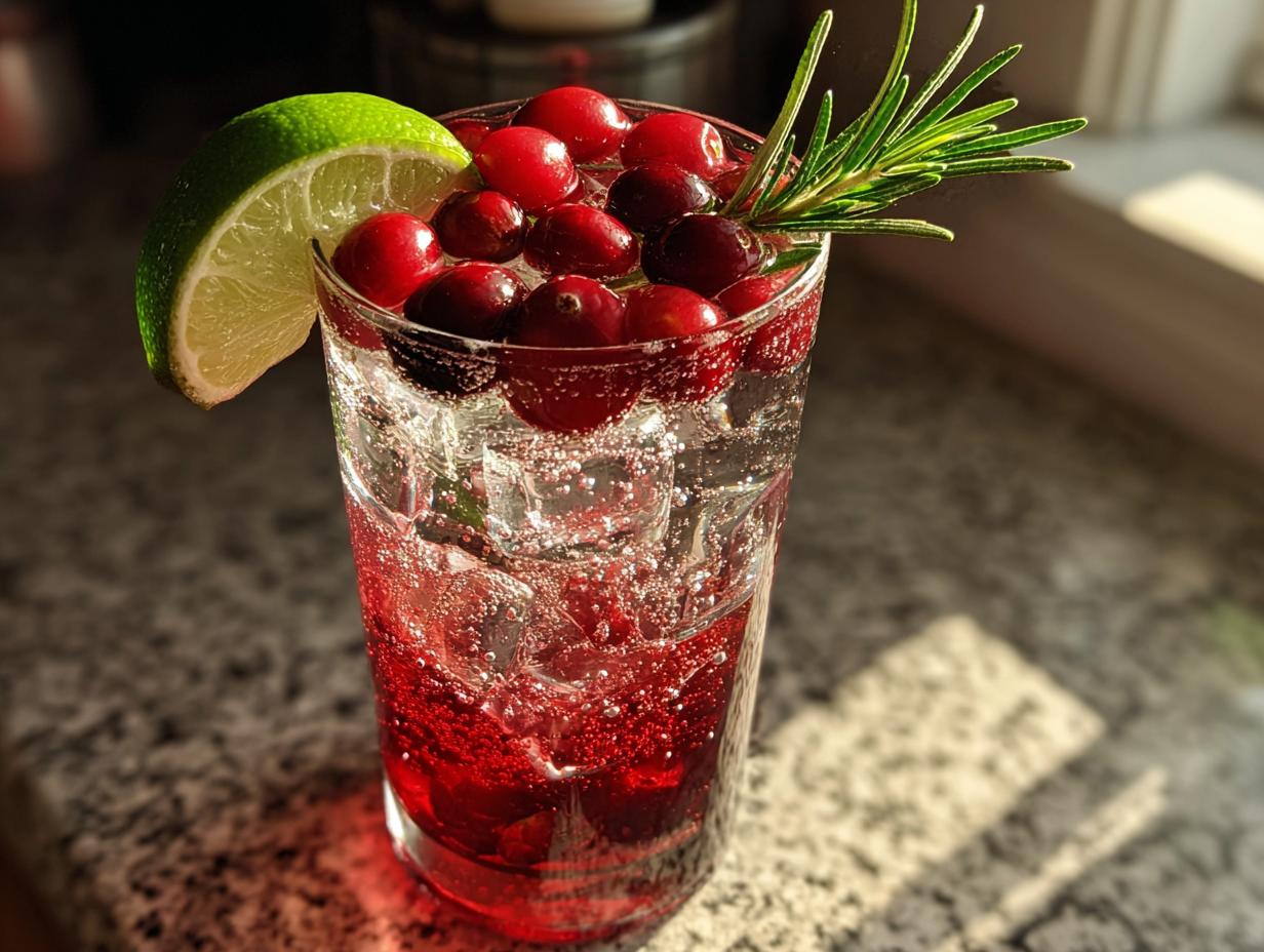 Amazing Cranberry Rosemary Mocktail in 2 Steps