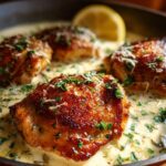 Creamy Garlic Chicken Thighs Skillet Dinner