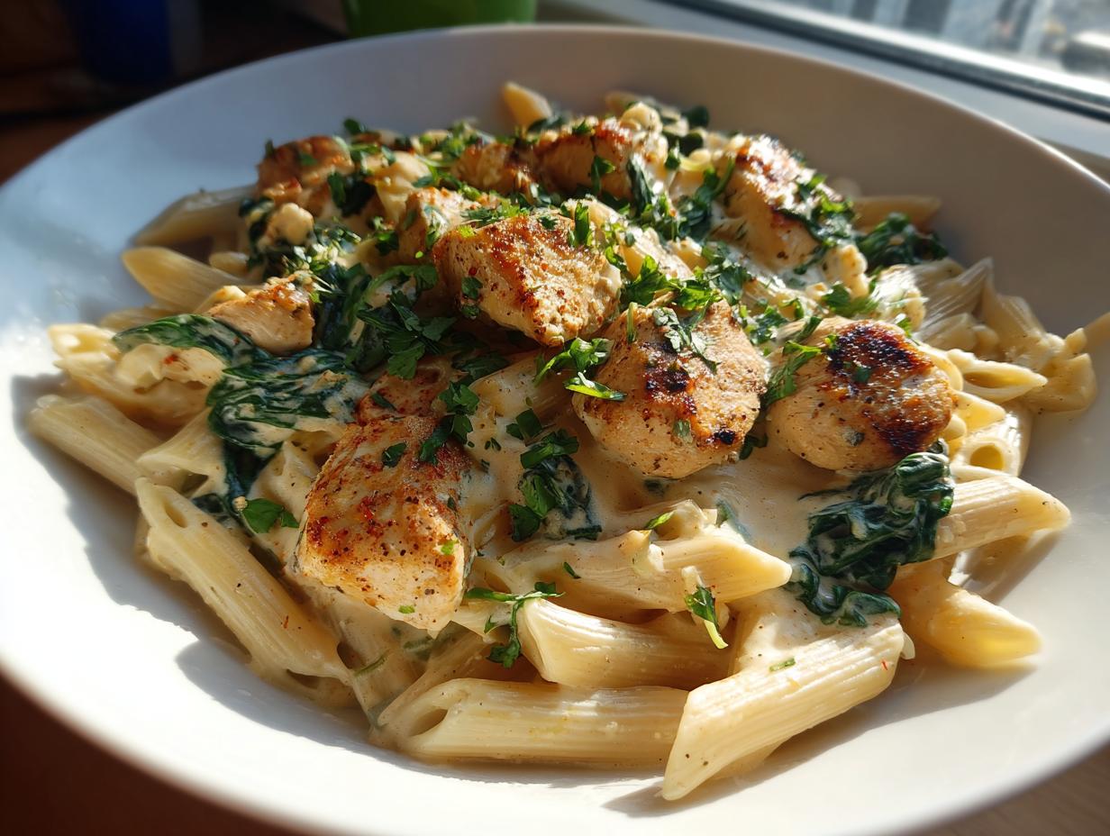 Amazing 25-Minute Healthy Garlic Parmesan Chicken Pasta