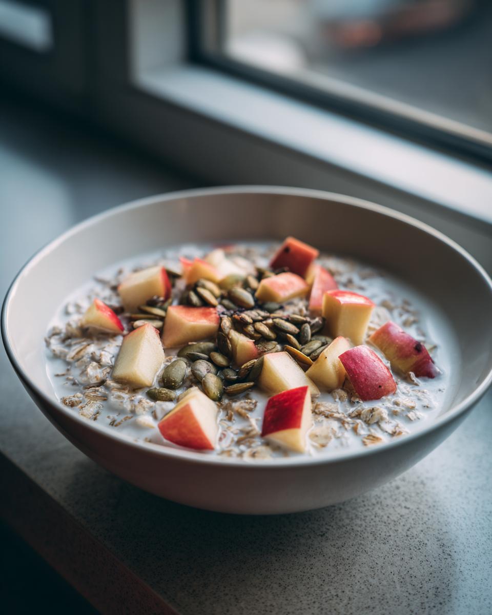 Homemade Muesli Bowl with Milk and Fruit - detail 1