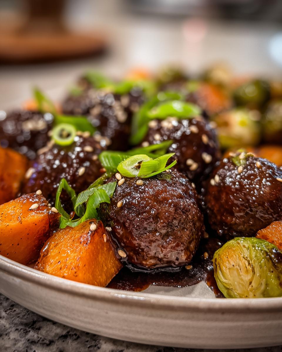 Korean BBQ Meatballs and Vegetables - detail 1