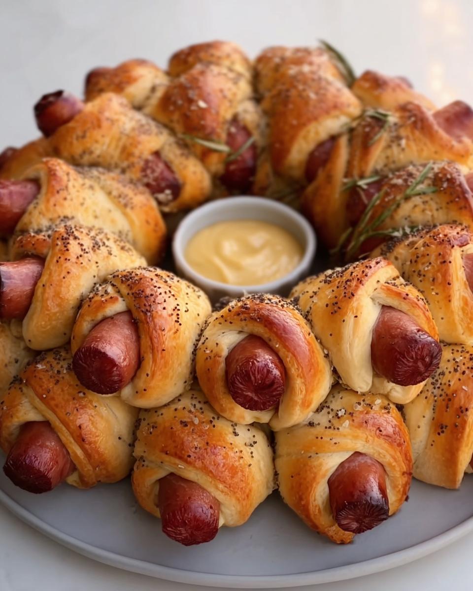 Pigs in a Blanket Wreath - detail 1