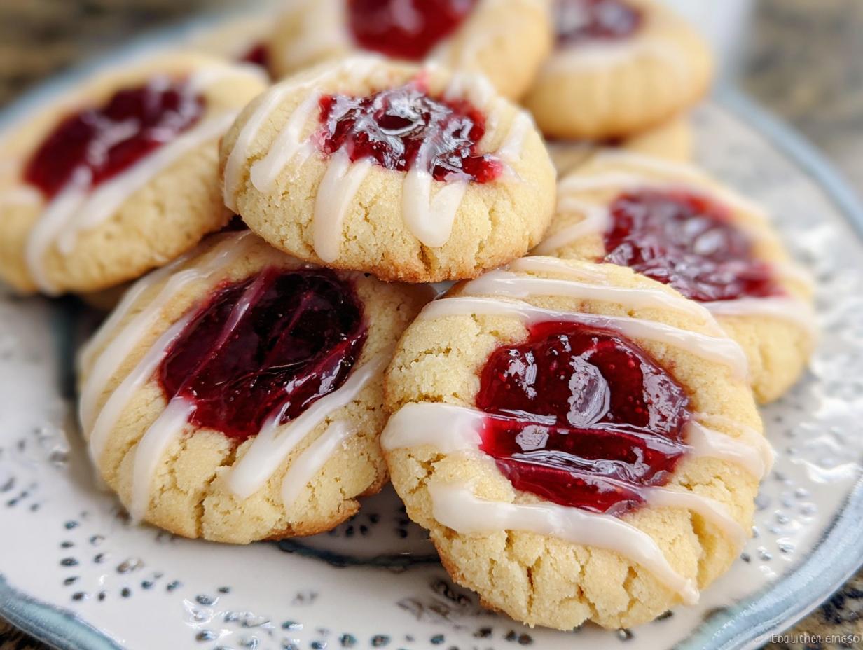 Amazing 120 Calorie Raspberry Thumbprint Cookies