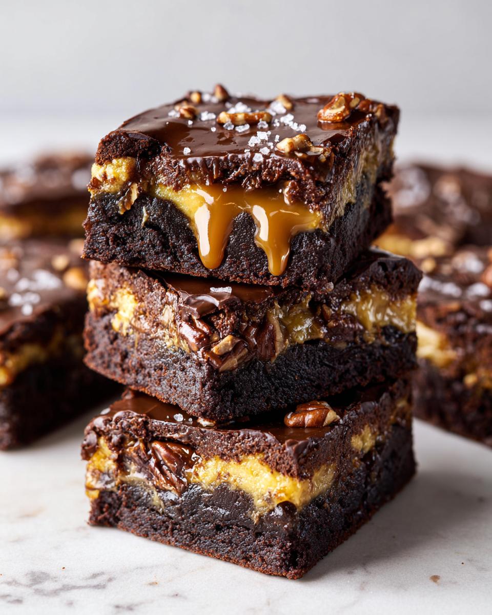 Killer 3-Layer Salted Caramel Turtle Brownies 4 Salted Caramel Turtle Brownies - detail 1