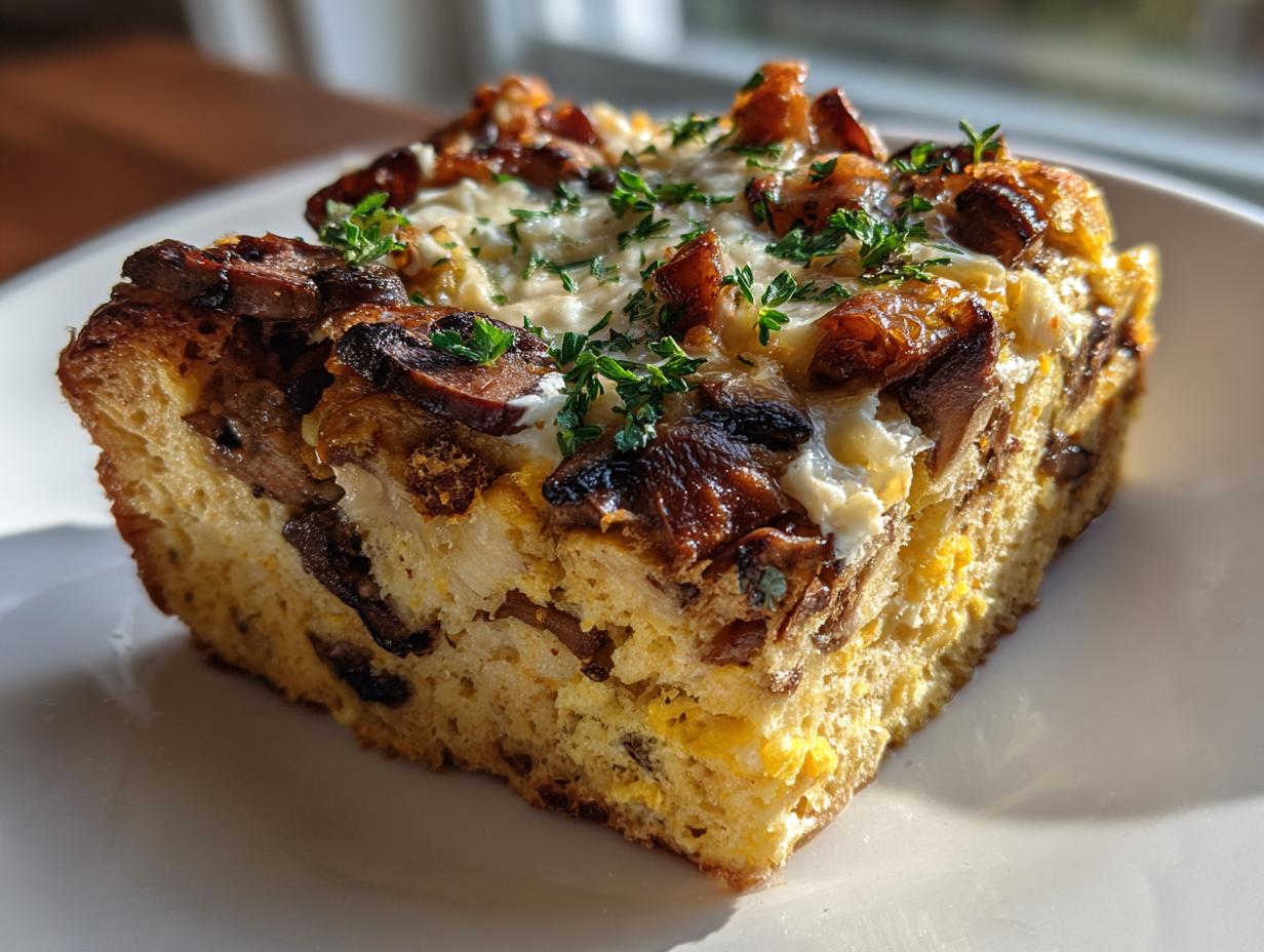 Amazing 15-min Savory Mushroom and Herb Breakfast Strata