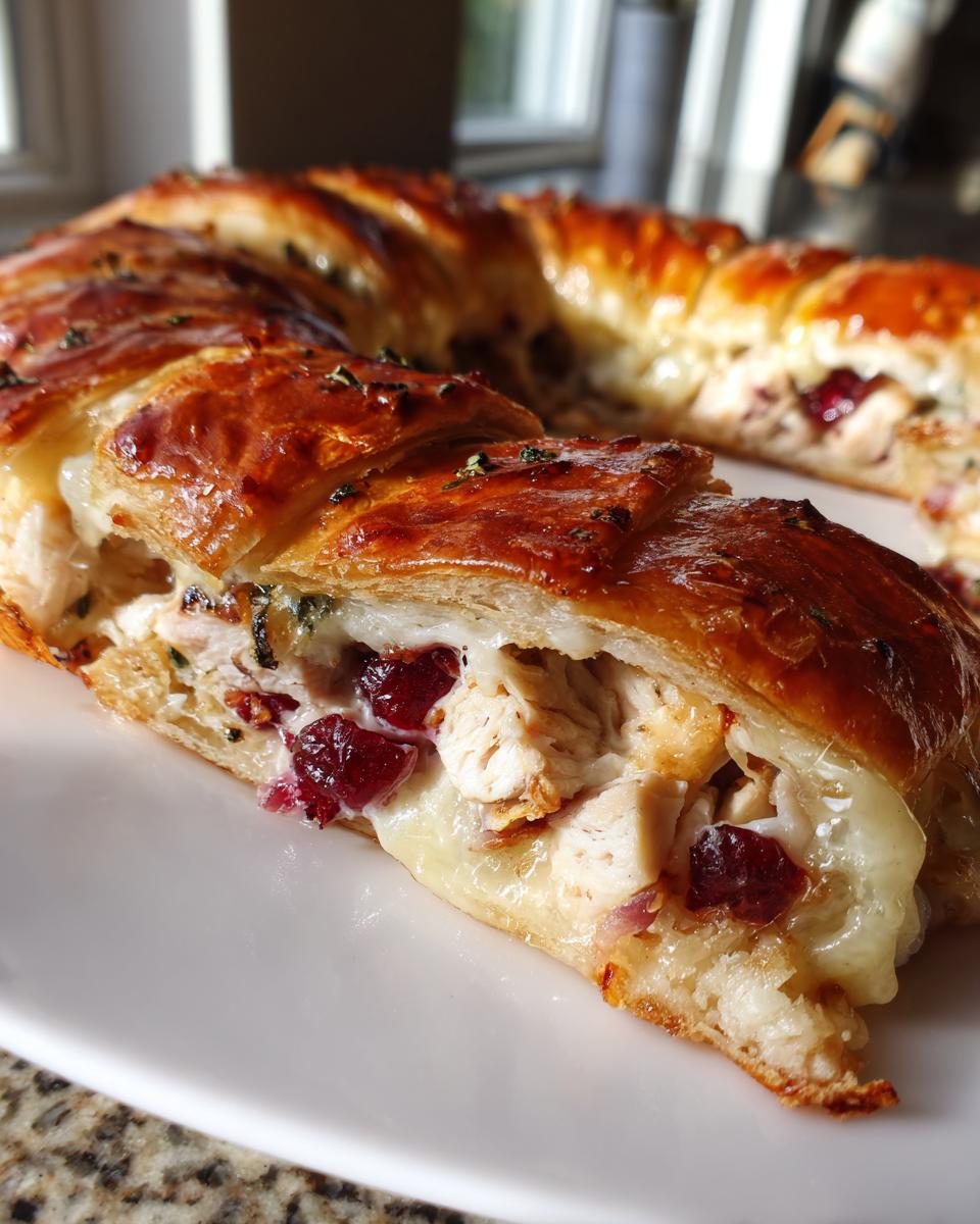Savory turkey and cranberry crescent ring - detail 2
