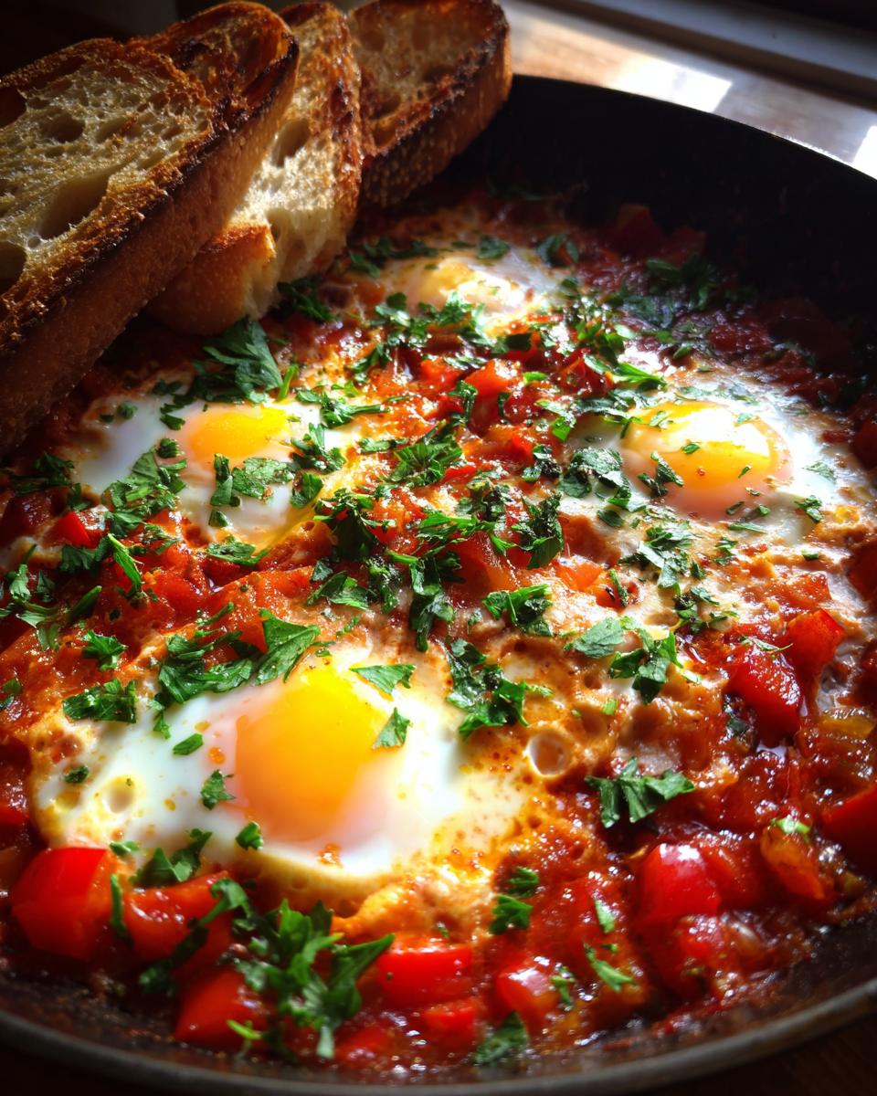 Shakshuka with Pita or Crusty Bread - detail 1