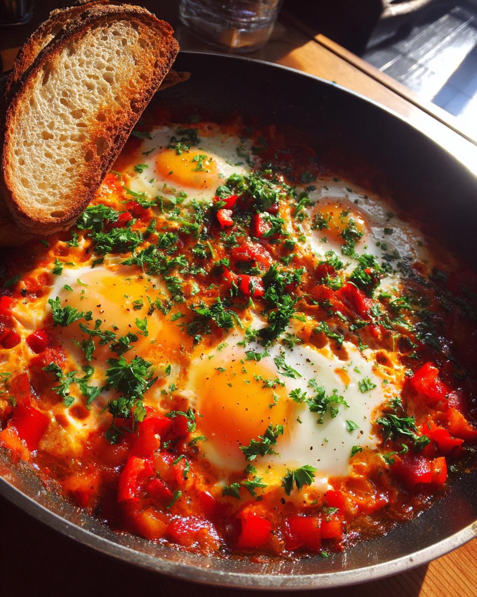 Shakshuka with Pita or Crusty Bread - detail 2