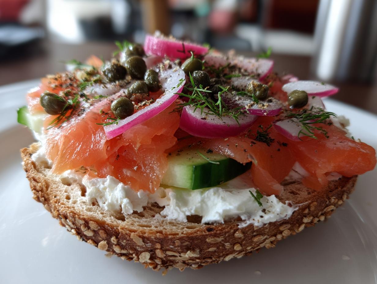 5 Minute Smoked Salmon Dill Breakfast Bagel Joy