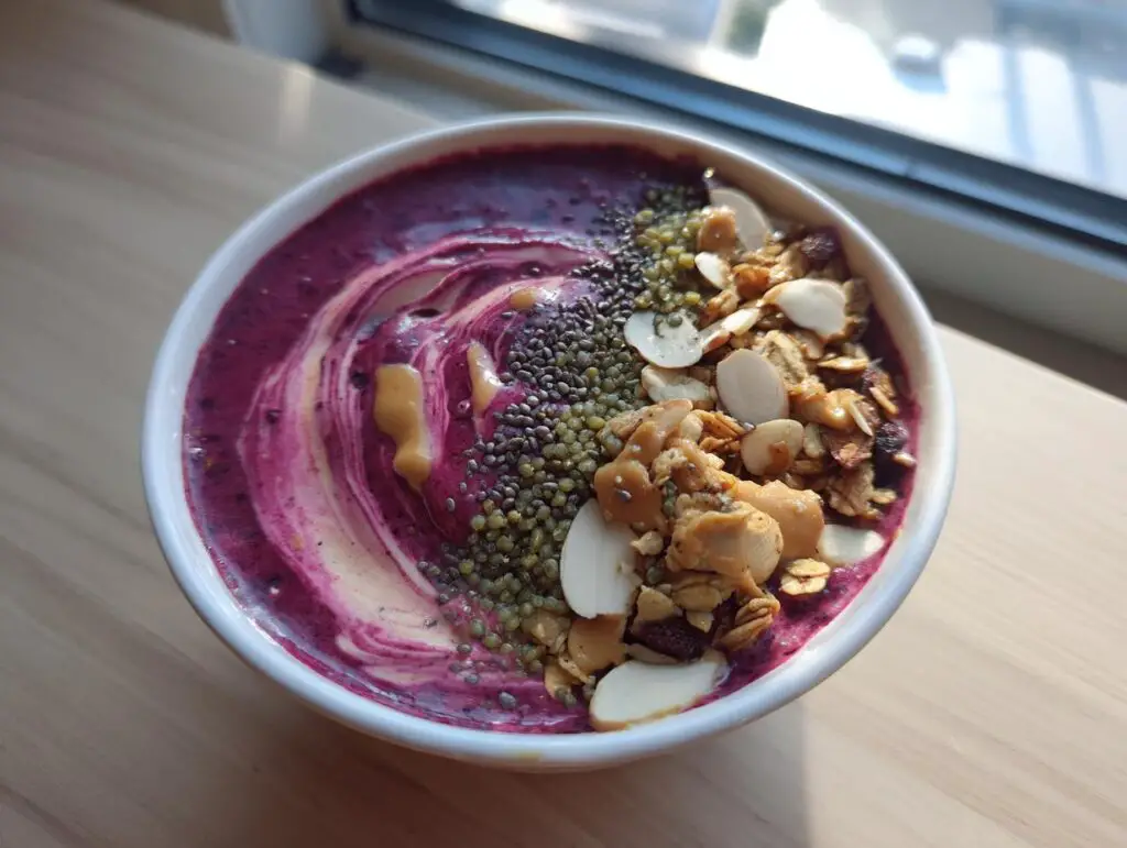 Thick Smoothie Bowl with Seeds and Nut Butter
