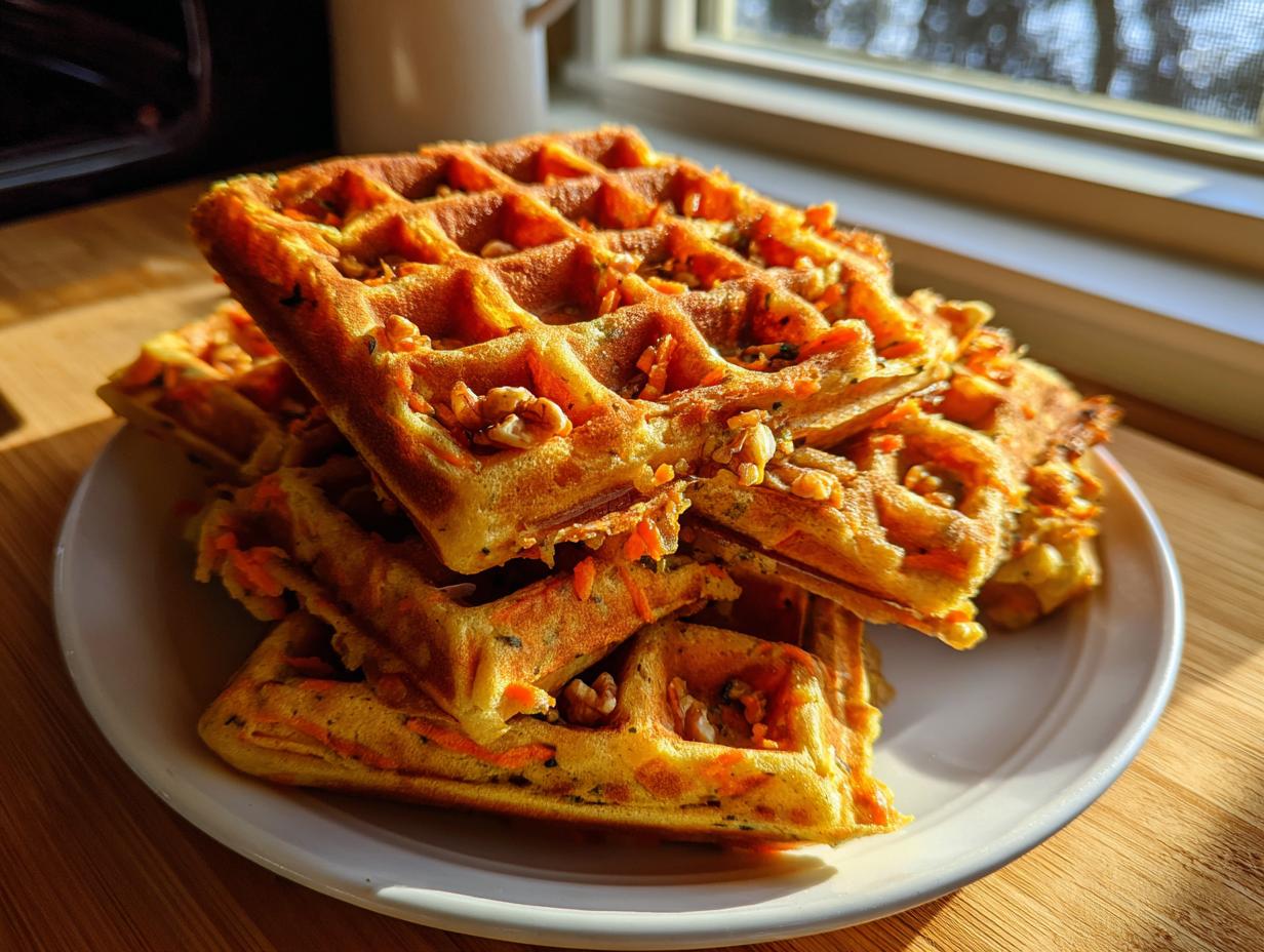 Amazing 220 Cal Vegan Carrot Cake Waffles