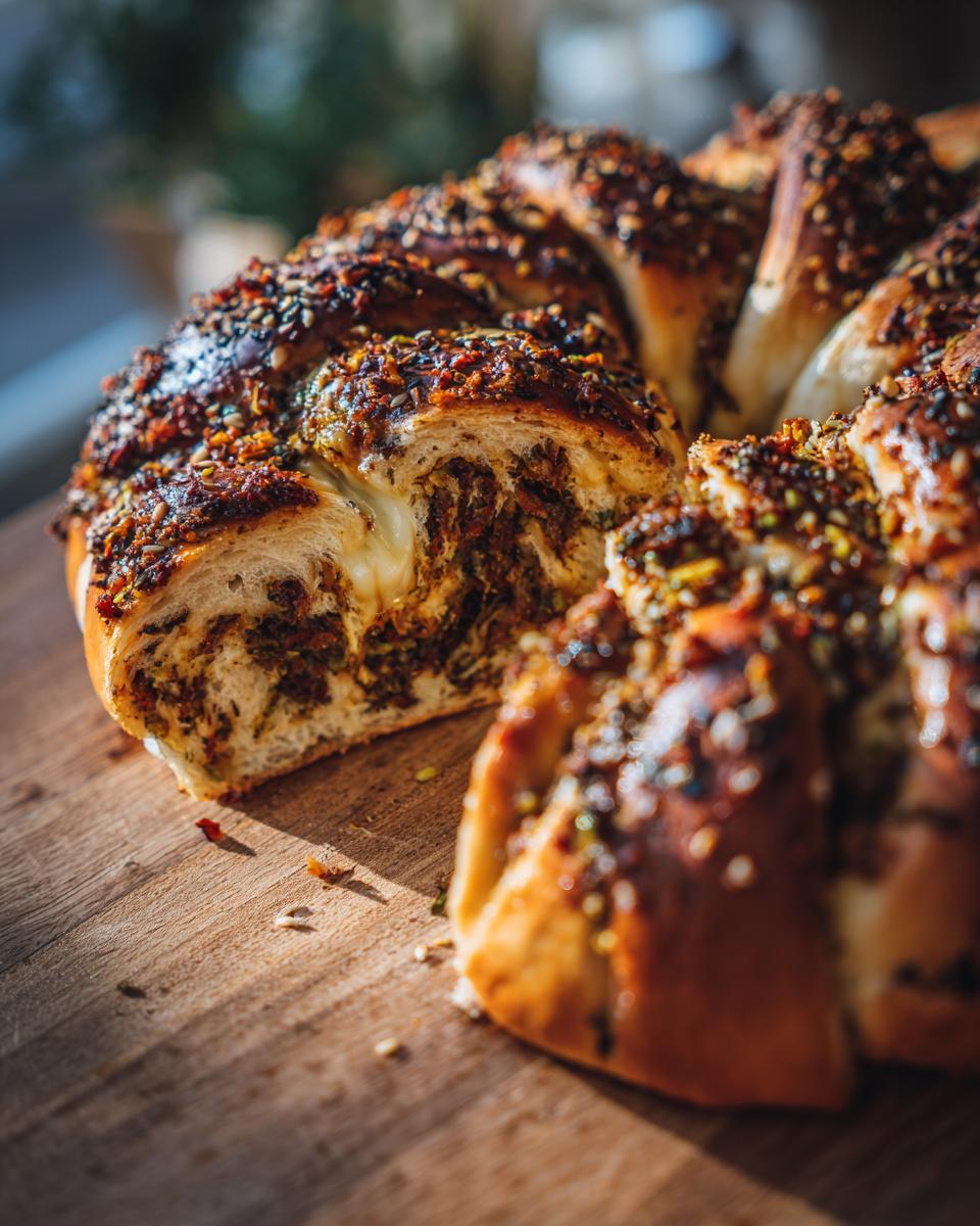 Za'atar and Cheese Stuffed Braided Bread - detail 1