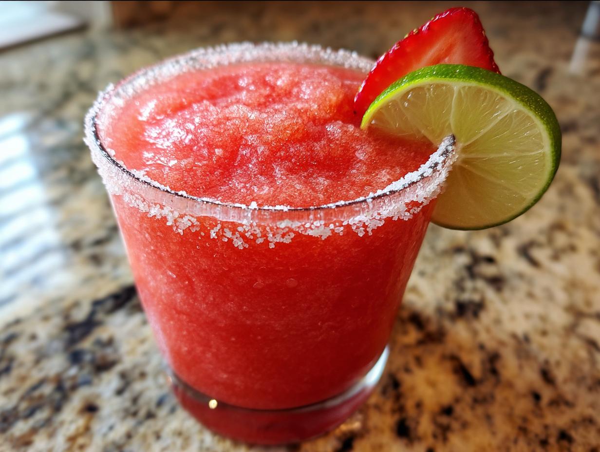 Stunning frozen strawberry mocktail in 10 minutes