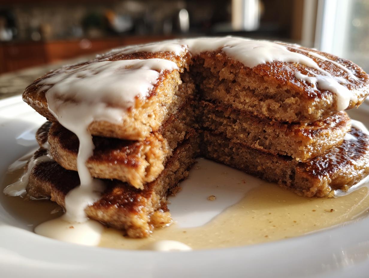 Amazing 30-min gingerbread pancakes with glaze