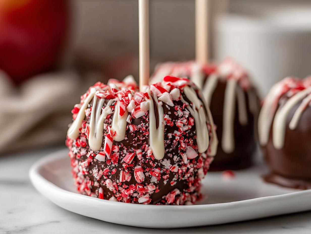 Amazing 3-Step Peppermint Bark Candy Apples