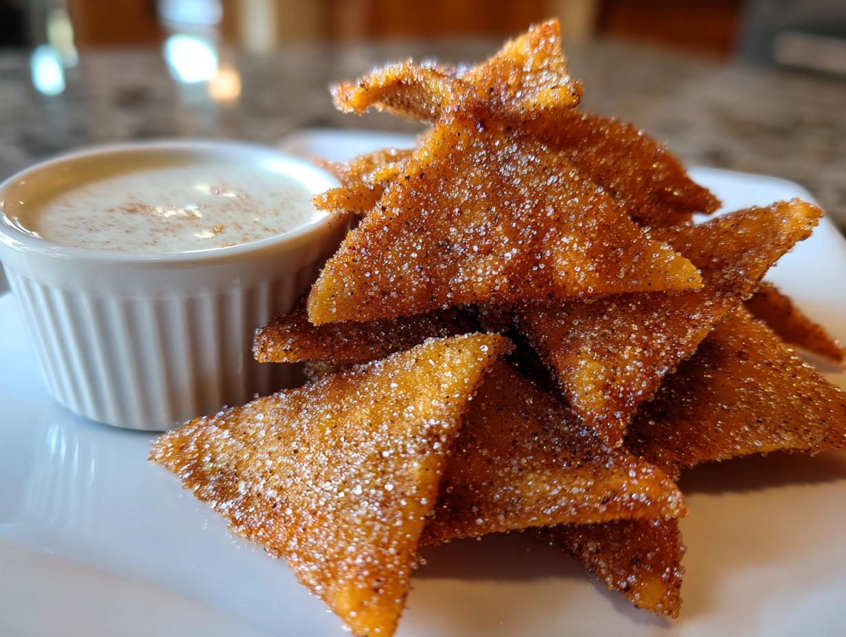 Amazing 12-Min Air Fryer Tortilla Cinnamon Crisps Yogurt Dip