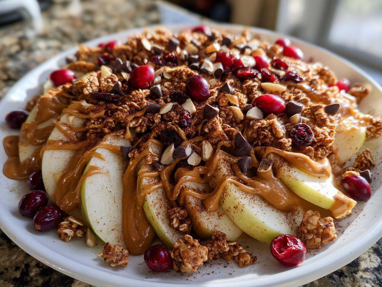 Apple Nachos with Peanut Butter Drizzle