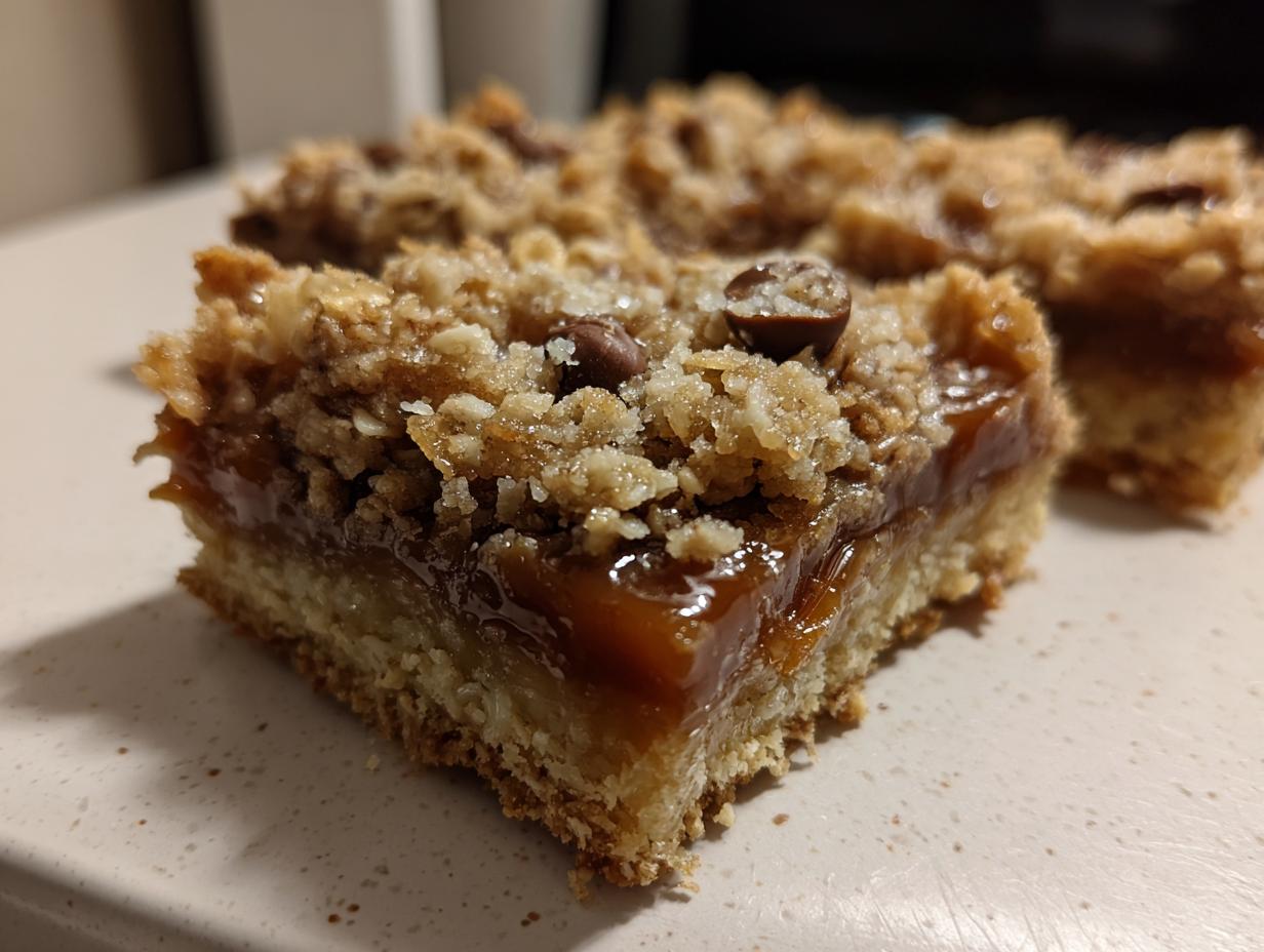 Foolproof 3-Layer Chewy Caramel Chocolate Oat Bars
