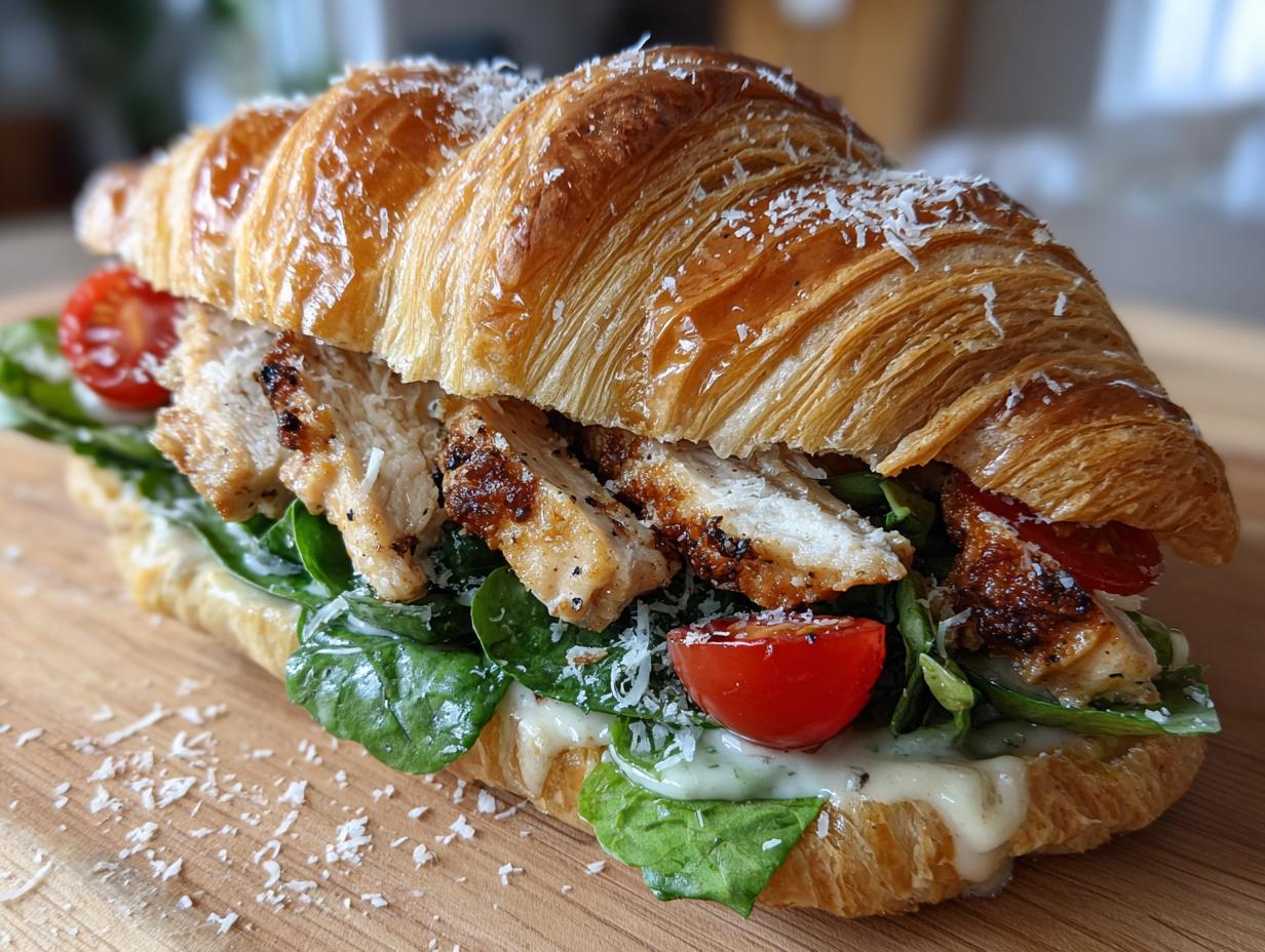 Amazing 25-min Chicken Caesar Croissant Sandwich