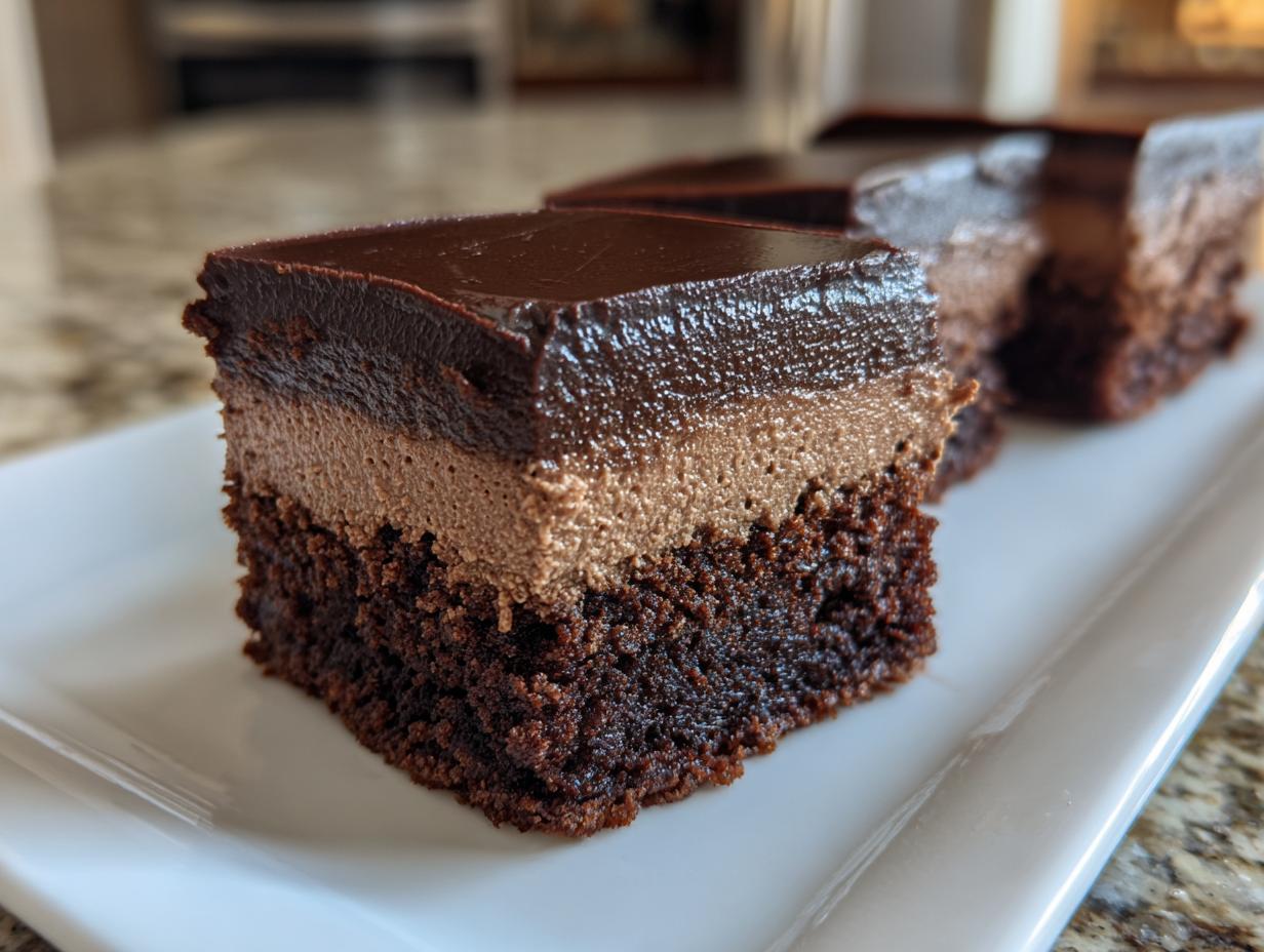 3 Layer Chocolate Mousse Brownies Magic