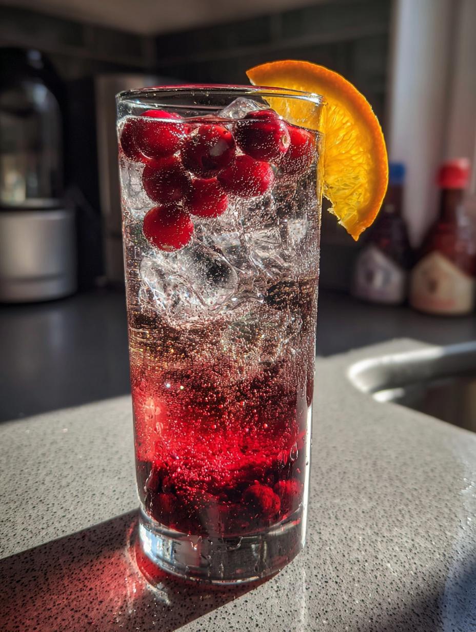 Cranberry sparkling mocktail - detail 2