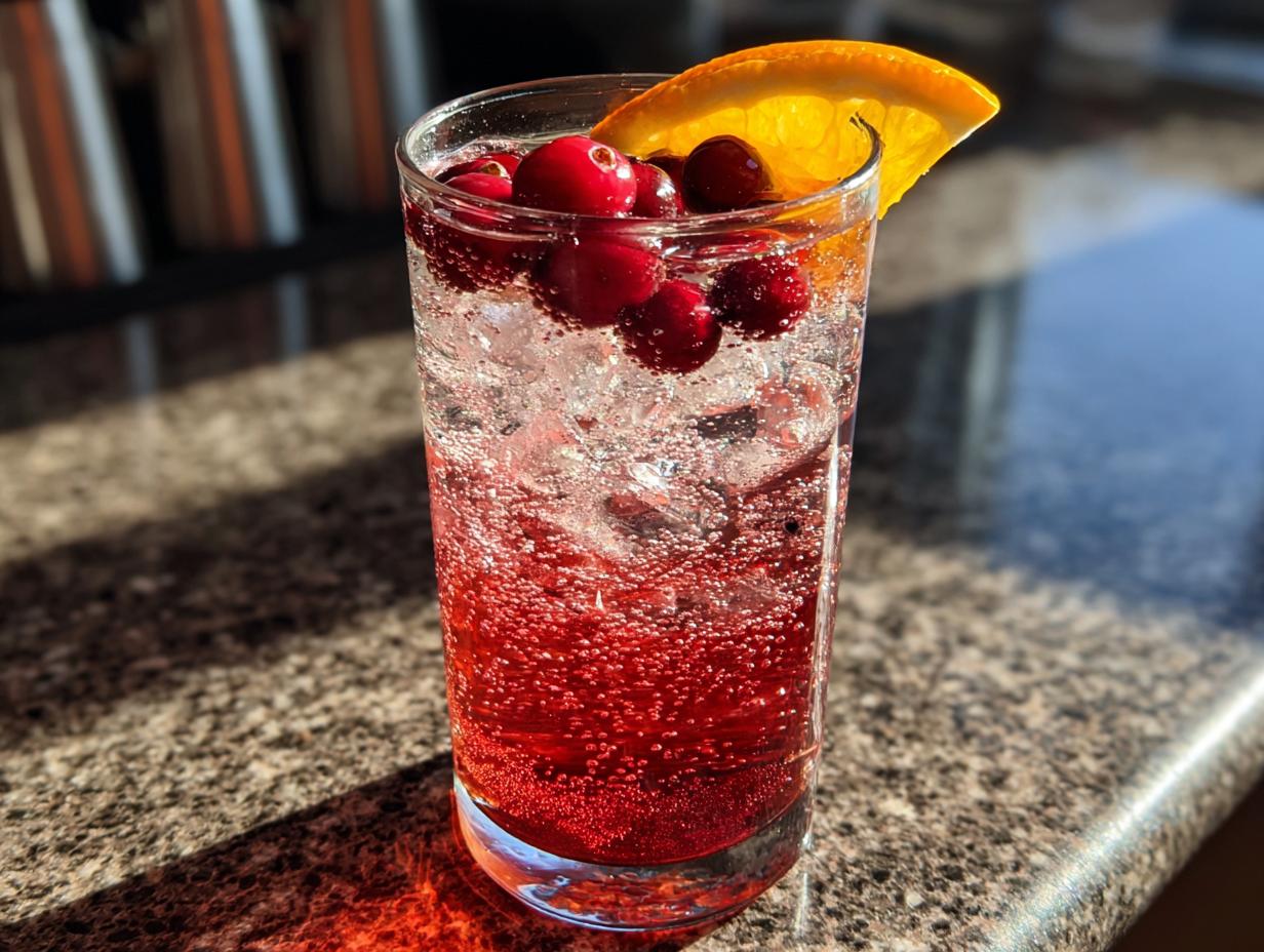 5 Minute Cranberry sparkling mocktail Magic
