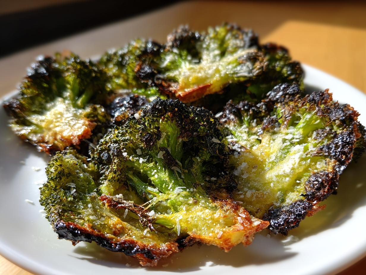 Amazing 3 Crunchy Broccoli Chips with Parmesan and Garlic
