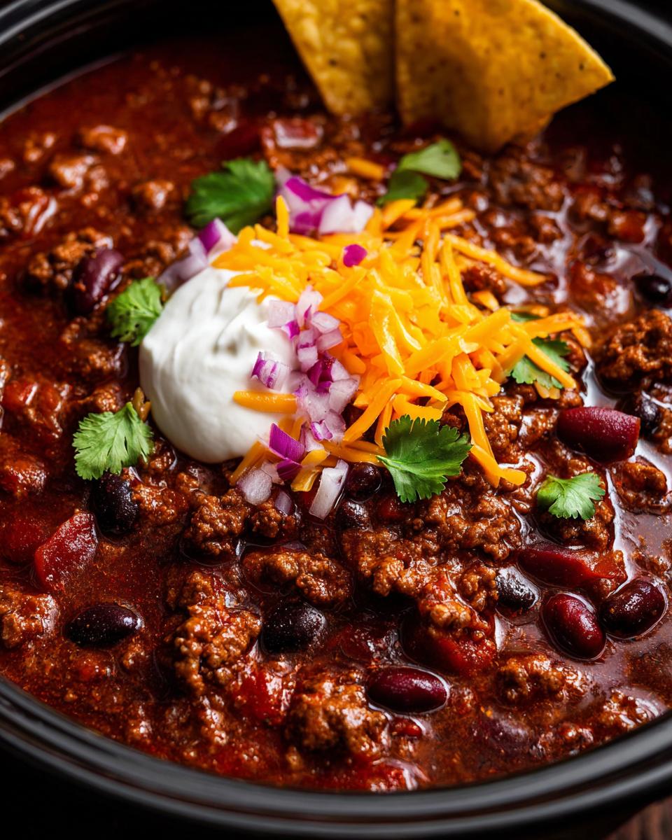 Dutch oven chili ground beef - detail 1