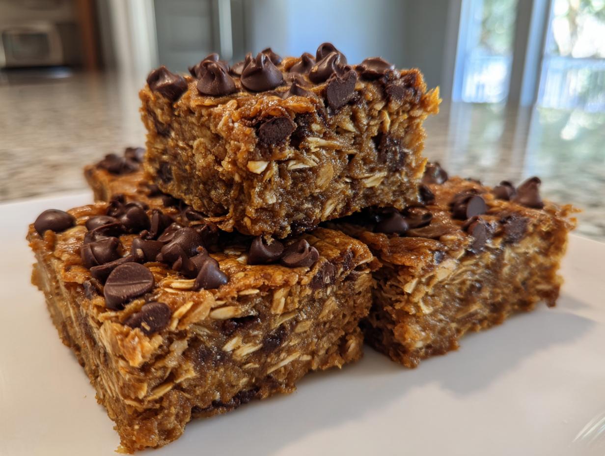 Amazing Healthy Banana Oat Bars with 12 Chips