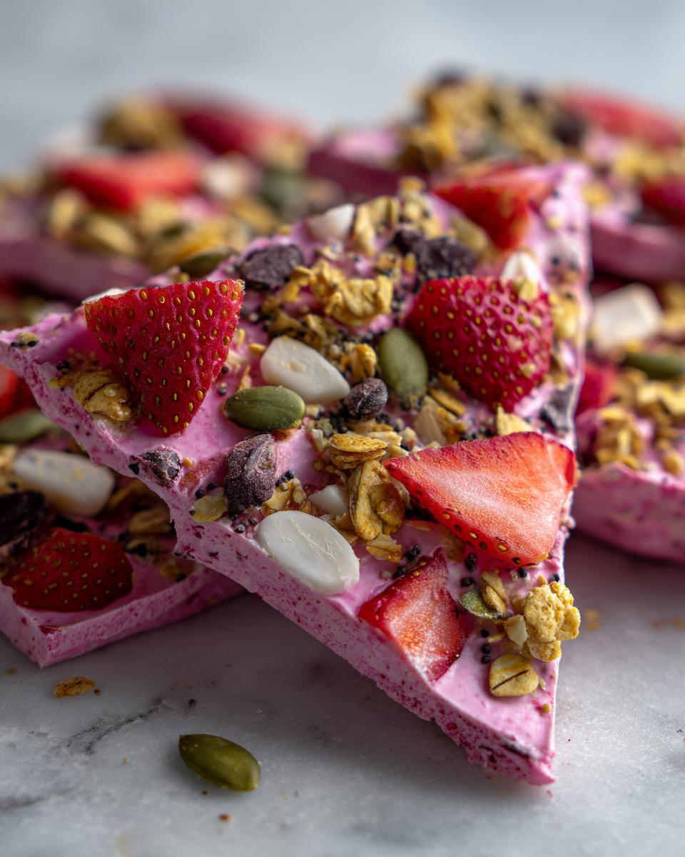 Healthy Strawberry Yogurt Bark with Granola - detail 1
