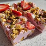 Healthy Strawberry Yogurt Bark with Granola