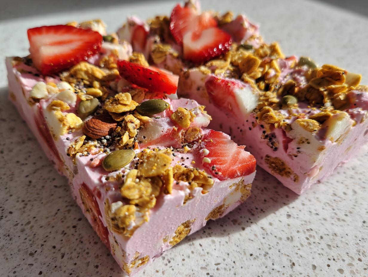 Amazing 7g Protein Healthy Strawberry Yogurt Bark