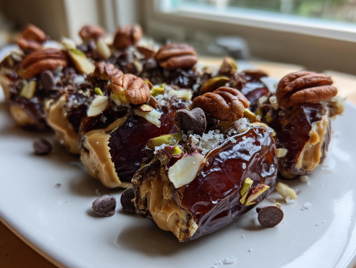 Amazing 10-Min Peanut Butter Stuffed Dates Rolled in Nuts
