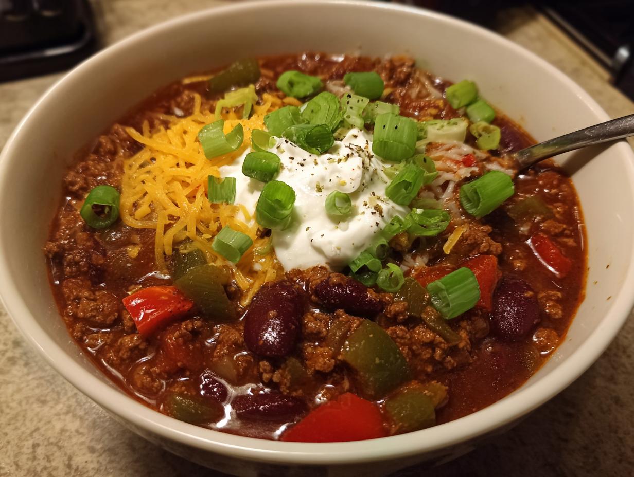 Simple Chili with Bell Peppers & Onions