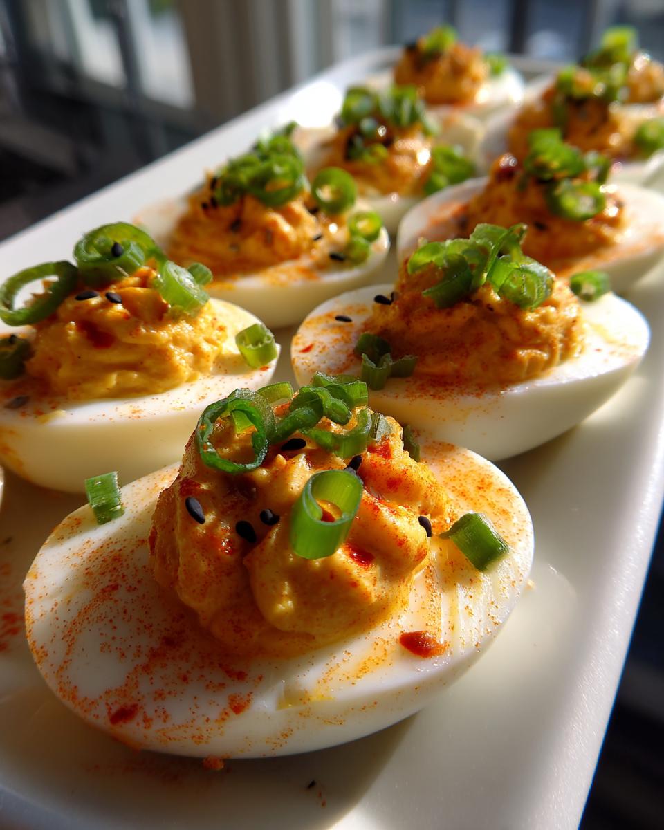 Spicy Chili Garlic Deviled Eggs - detail 1