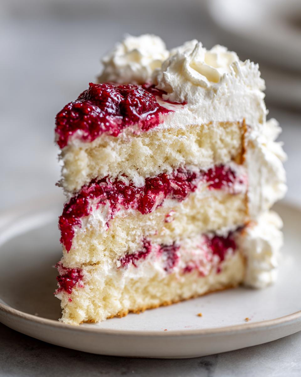 White chocolate raspberry cake - detail 1