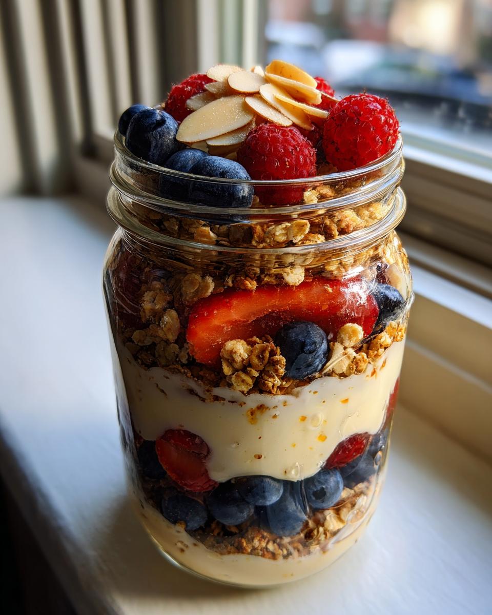 Yogurt Parfait Jars with Granola and Berries - detail 1