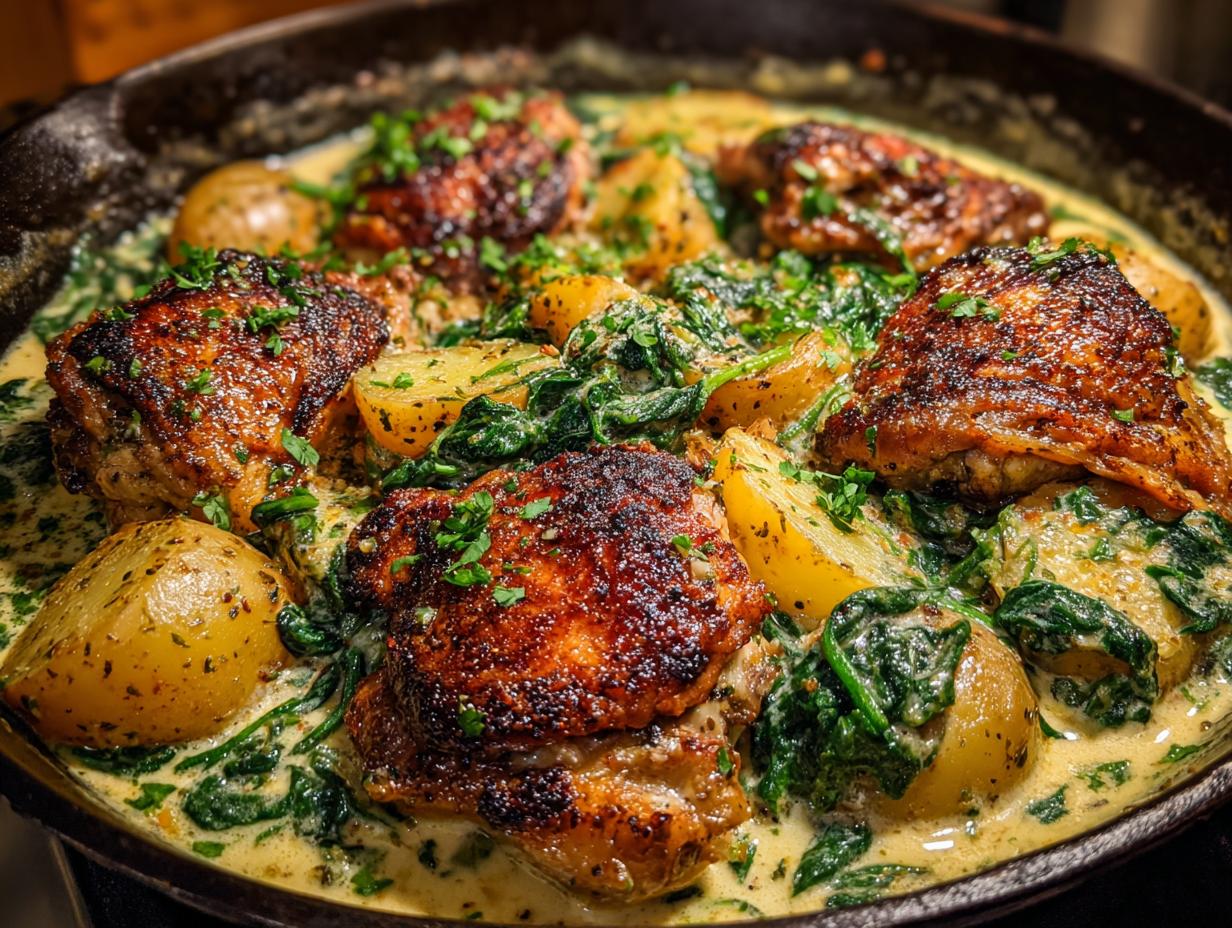 Amazing creamy garlic parmesan chicken in 1 pan
