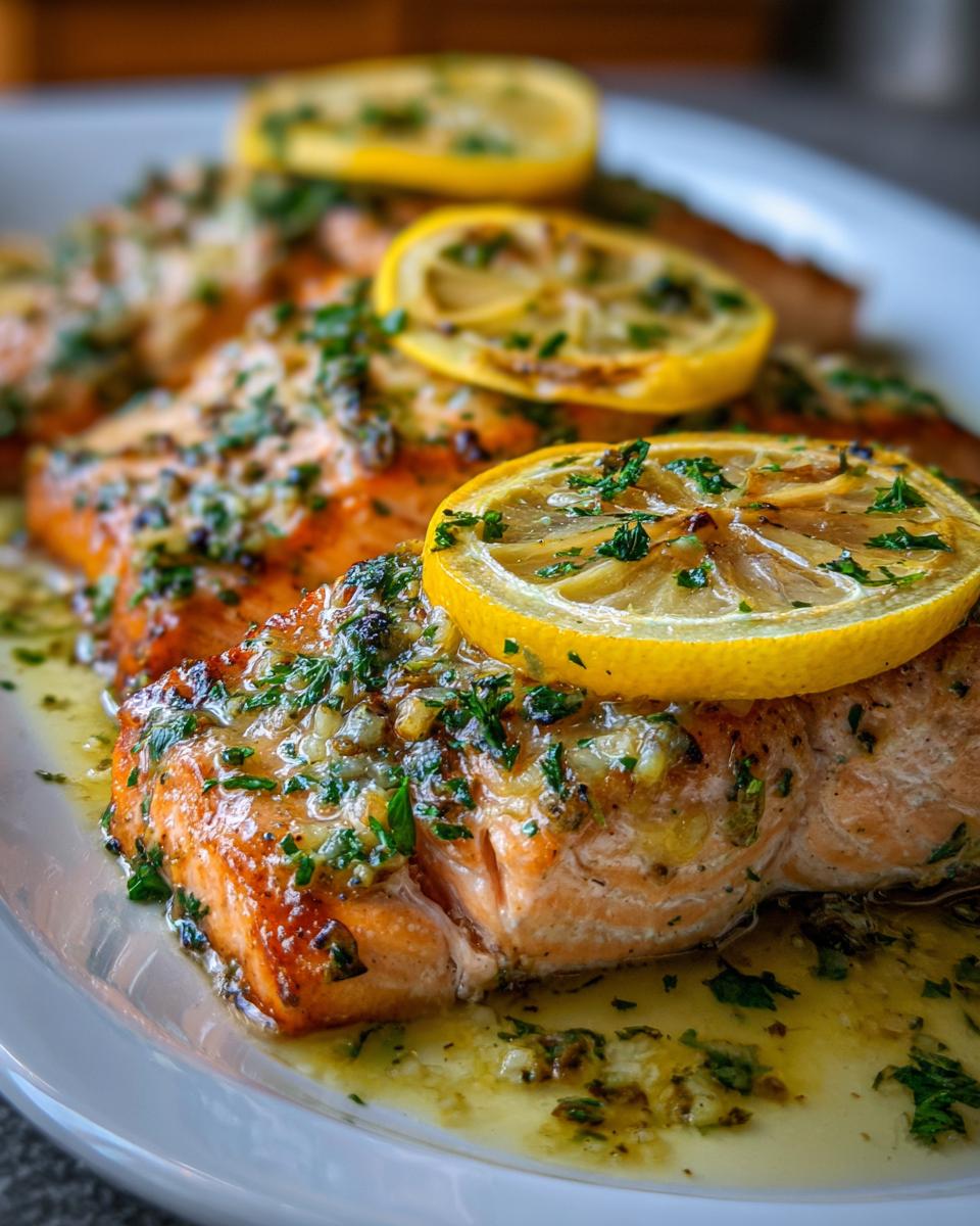 garlic butter baked salmon - detail 1