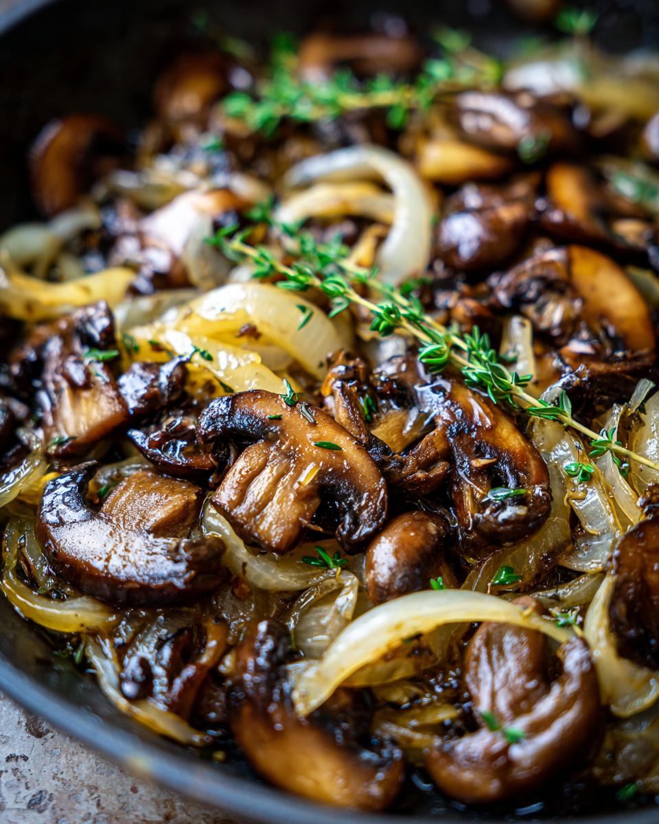 mushroom and onion skillet - detail 1