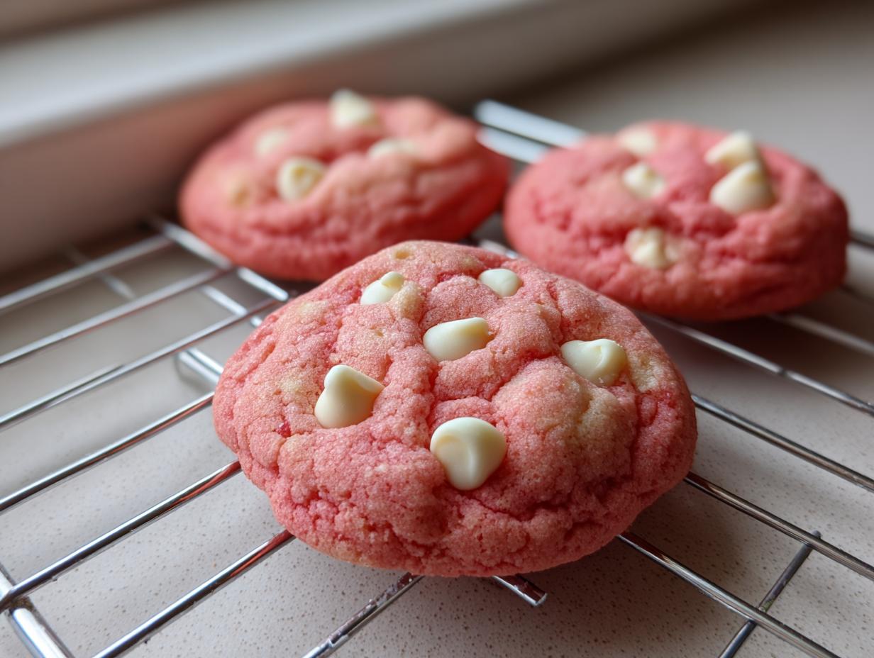 pink white chocolate chip cookies