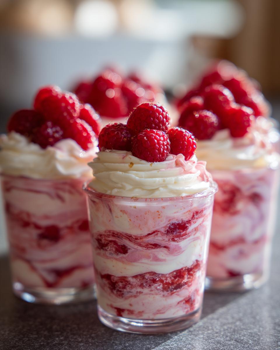 raspberry and cream dessert - detail 1