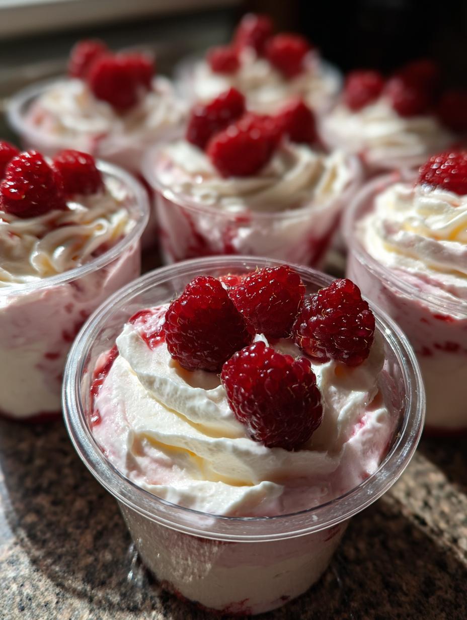 raspberry and cream dessert - detail 2