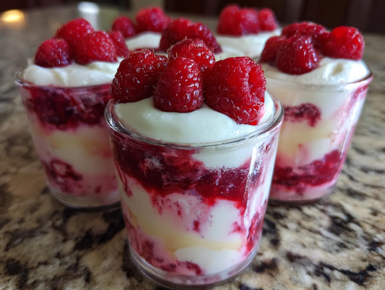 Amazing raspberry and cream dessert in 6 steps