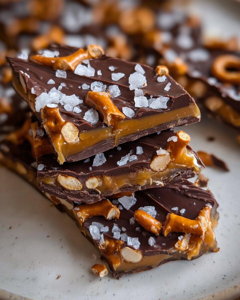 salted caramel pretzel bark - detail 1
