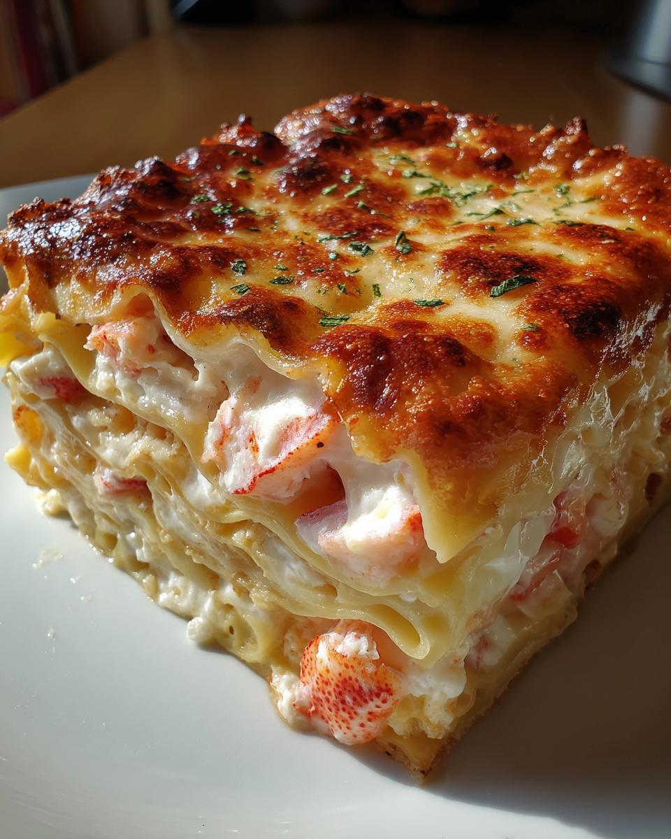 seafood lasagna with lobster and shrimp - detail 2