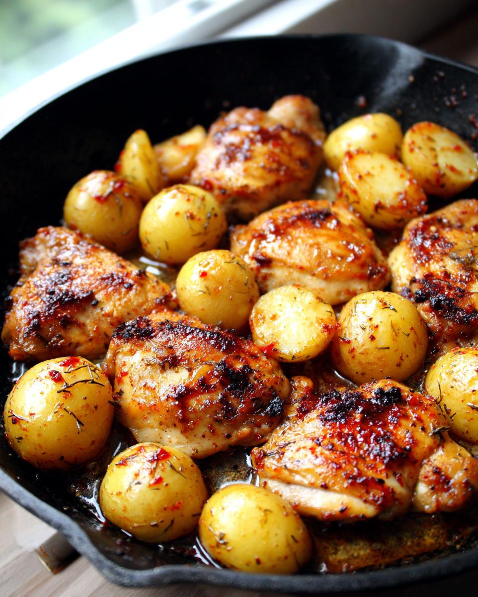 skillet chicken and potatoes - detail 1