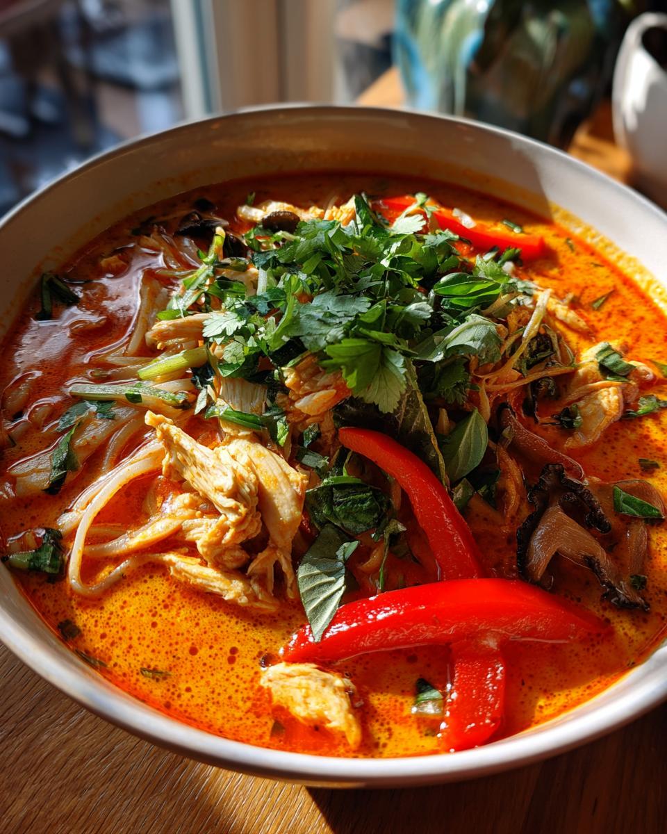 thai red curry chicken soup - detail 1