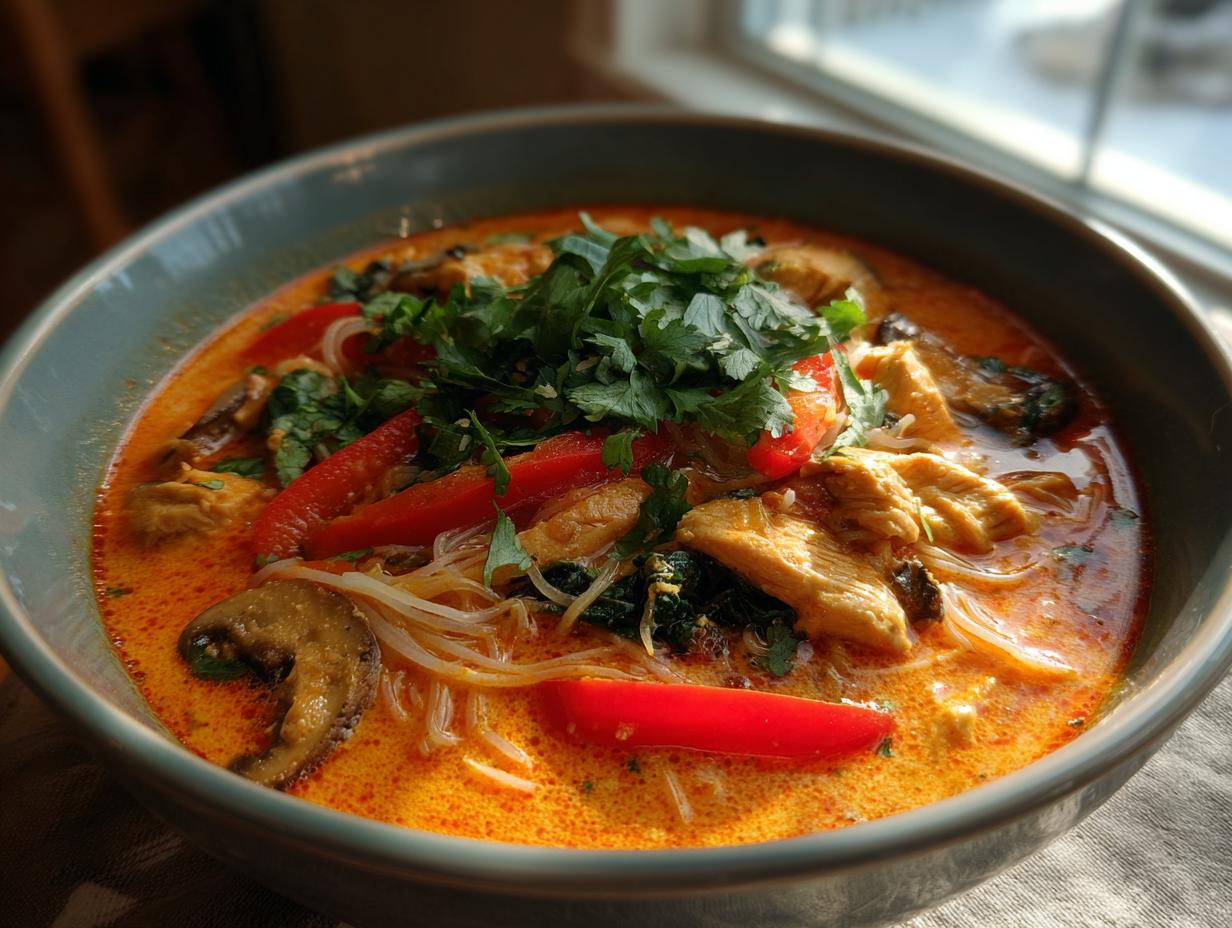 Amazing thai red curry chicken soup in 35 min